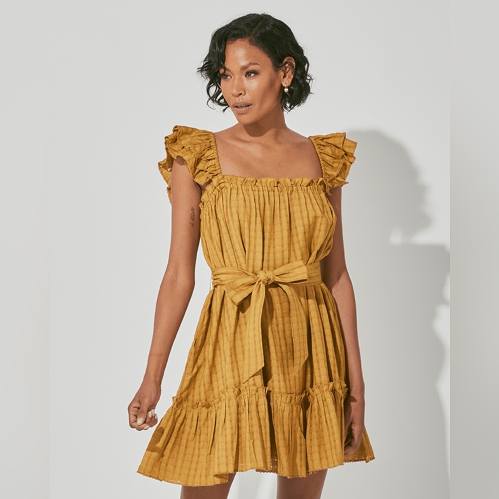 Cleobella McKenzie Mini Dress in Goldie Size Small Boho Ruffle